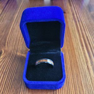 Mens Black Wood Inlay Tungsten Ring Size 8